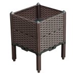SOGA 40cm Square Raised Planter Box Vegetable Herb Flower Outdoor Plastic Plants Garden Bed with Legs Deepen
