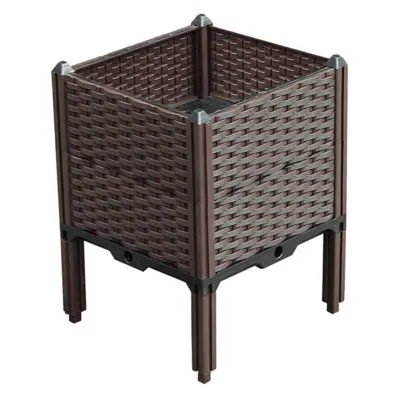 SOGA 40cm Square Raised Planter Box Vegetable Herb Flower Outdoor Plastic Plants Garden Bed with Legs Deepen
