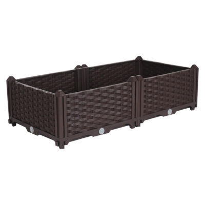 SOGA 80cm 2 Boxes Raised Planter Box Vegetable Herb Flower Outdoor Plastic Plants Garden Bed