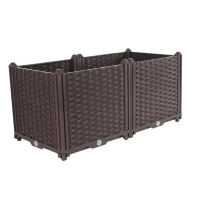 SOGA 80cm 2 Boxes Raised Planter Box Vegetable Herb Flower Outdoor Plastic Plants Garden Bed Deepen