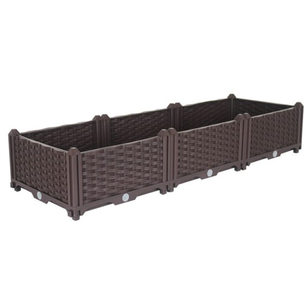 SOGA 120cm 3 Boxes Raised Planter Box Vegetable Herb Flower Outdoor Plastic Plants Garden Bed
