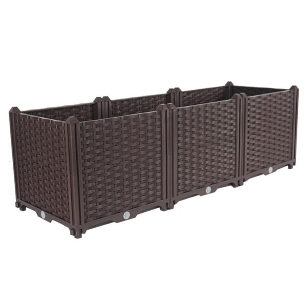 SOGA 120cm 3 Boxes Raised Planter Box Vegetable Herb Flower Outdoor Plastic Plants Garden Bed Deepen