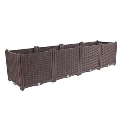 SOGA 160cm 4 Boxes Raised Planter Box Vegetable Herb Flower Outdoor Plastic Plants Garden Bed Deepen