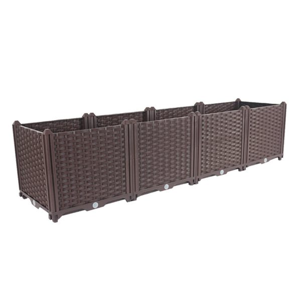 SOGA 160cm 4 Boxes Raised Planter Box Vegetable Herb Flower Outdoor Plastic Plants Garden Bed Deepen