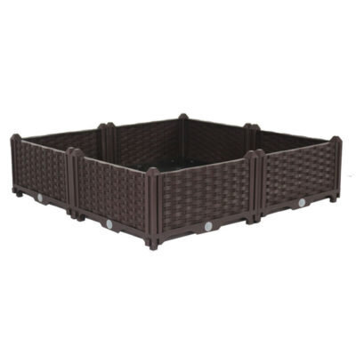 SOGA 80cm Double Row 4 Boxes Raised Planter Box Vegetable Herb Flower Outdoor Plastic Plants Garden Bed
