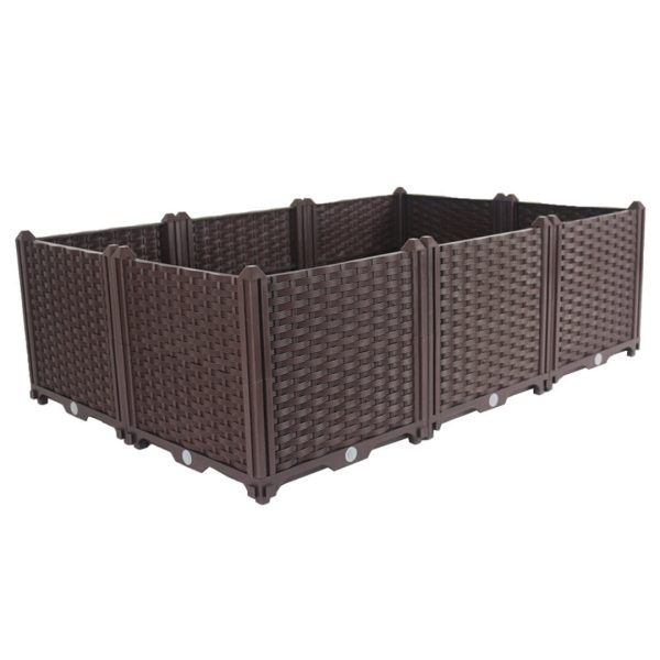 SOGA 120cm Double Row 6 Boxes Raised Planter Box Vegetable Herb Flower Outdoor Plastic Plants Garden Bed Deepen