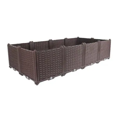 SOGA 160cm Double Row 4 Boxes Raised Planter Box Vegetable Herb Flower Outdoor Plastic Plants Garden Bed Deepen