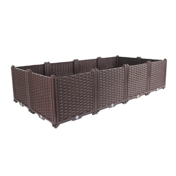 SOGA 160cm Double Row 4 Boxes Raised Planter Box Vegetable Herb Flower Outdoor Plastic Plants Garden Bed Deepen