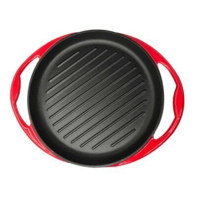 SOGA Enamel Porcelain 26cm Cast Iron Frying Pan Skillet Non-stick Coating Steak Sizzle Platter