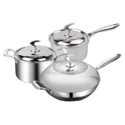 SOGA 6 Piece Cookware Set 18/10 Stainless Steel 3-Ply Frying Pan