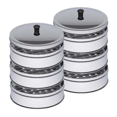 SOGA 2X 3 Tier Stainless Steel Steamers With Lid Work inside of Basket Pot Steamers 28cm