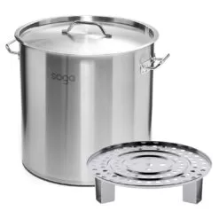 SOGA 50L Stainless Steel Stock Pot with One Steamer Rack Insert Stockpot Tray