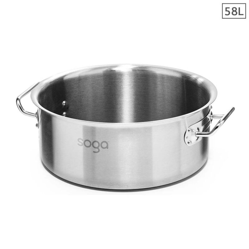 SOGA Stock Pot 58L Top Grade Thick Stainless Steel Stockpot 18/10 Without Lid