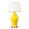SOGA Oval Ceramic Table Lamp with Gold Metal Base Desk Lamp Yellow