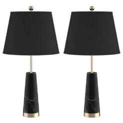 SOGA 2X 68cm Black Marble Bedside Desk Table Lamp Living Room Shade with Cone Shape Base