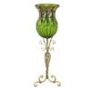 SOGA 85cm Green Glass Floor Vase with Tall Metal Flower Stand