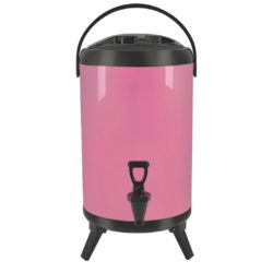 SOGA 10L Stainless Steel Insulated Milk Tea Barrel Hot and Cold Beverage Dispenser Container with Faucet Pink