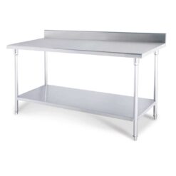 SOGA Commercial Catering Kitchen Stainless Steel Prep Work Bench Table with Back-splash 120*70*85cm