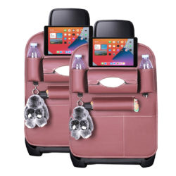 SOGA 2X Leather Car Back Seat Storage Bag Multi-Pocket Organizer Backseat and iPad Mini Holder Coffee