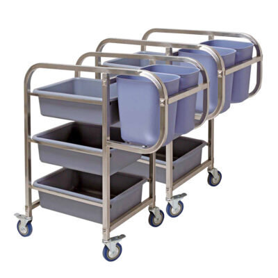 SOGA 2X 3 Tier Food Trolley Food Waste Cart Five Buckets Kitchen Food Utility Square
