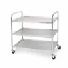 SOGA 3 Tier 86x54x94cm Stainless Steel Kitchen Dinning Food Cart Trolley Utility Round Large