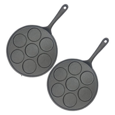 SOGA 2X 23cm Cast Iron Takoyaki Fry Pan Octopus Balls Maker 7 Hole Cavities Grill Mold