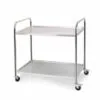 SOGA 2 Tier 81x46x85cm Stainless Steel Kitchen Dining Food Cart Trolley Utility Round Small