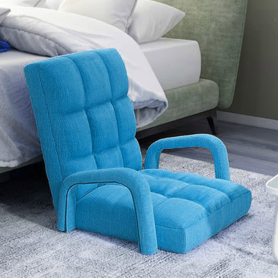 SOGA 2X Foldable Lounge Cushion Adjustable Floor Lazy Recliner Chair with Armrest Blue