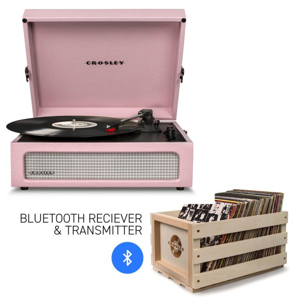 Crosley Voyager Amethyst - Bluetooth Portable Turntable  & Record Storage Crate