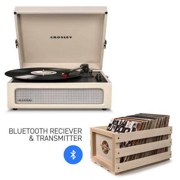 Crosley Voyager Dune - Bluetooth Portable Turntable  & Record Storage Crate