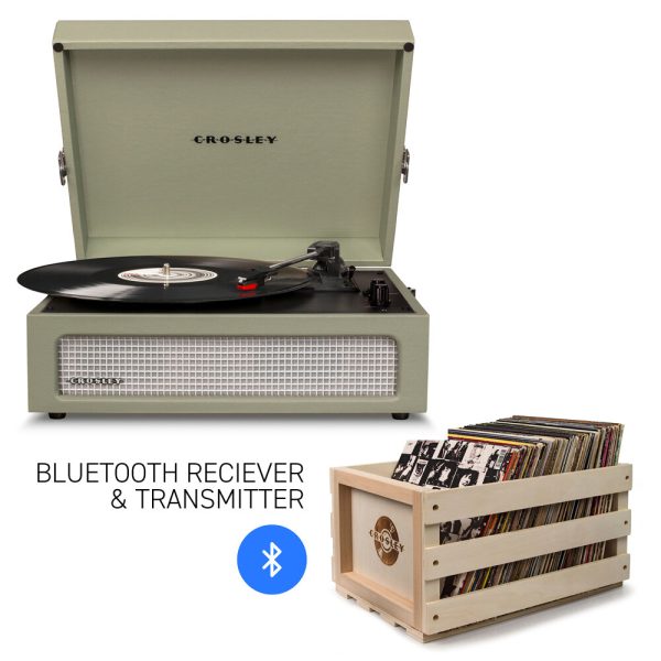 Crosley Voyager Sage - Bluetooth Portable Turntable  & Record Storage Crate (Copy)