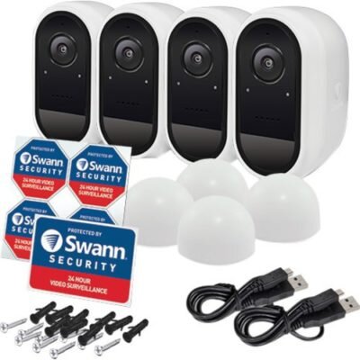 SWANN WIRE-FREE SECURITY CAMERA - WHITE - 4 PACK