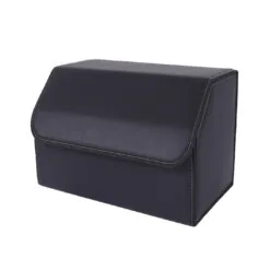 SOGA Leather Car Boot Collapsible Foldable Trunk Cargo Organizer Portable Storage Box Black Medium