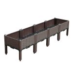 SOGA 160cm Single Row 4 Boxes Raised Planter Box Vegetable Herb Flower Outdoor Plastic Plants Garden Bed with Legs