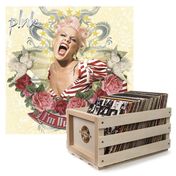 Crosley Record Storage Crate P!nk Im Not Dead Vinyl Album Bundle