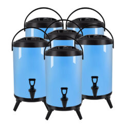 SOGA 4X 8L Stainless Steel Insulated Milk Tea Barrel Hot and Cold Beverage Dispenser Container with Faucet Blue