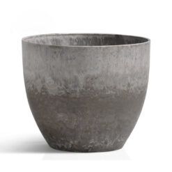 SOGA 37cm Rock Grey Round Resin Plant Flower Pot in Cement Pattern Planter Cachepot for Indoor Home Office