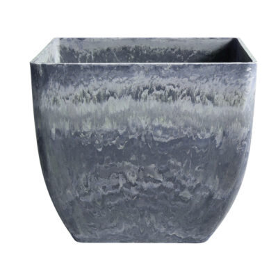SOGA 32cm Green Grey Square Resin Plant Flower Pot in Cement Pattern Planter Cachepot for Indoor Home Office