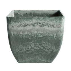 SOGA 27cm Weathered Grey Square Resin Plant Flower Pot in Cement Pattern Planter Cachepot for Indoor Home Office