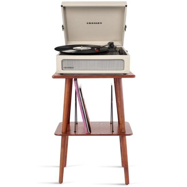 Voyager Bluetooth Portable Turntable + Entertainment Stand Bundle - Dune