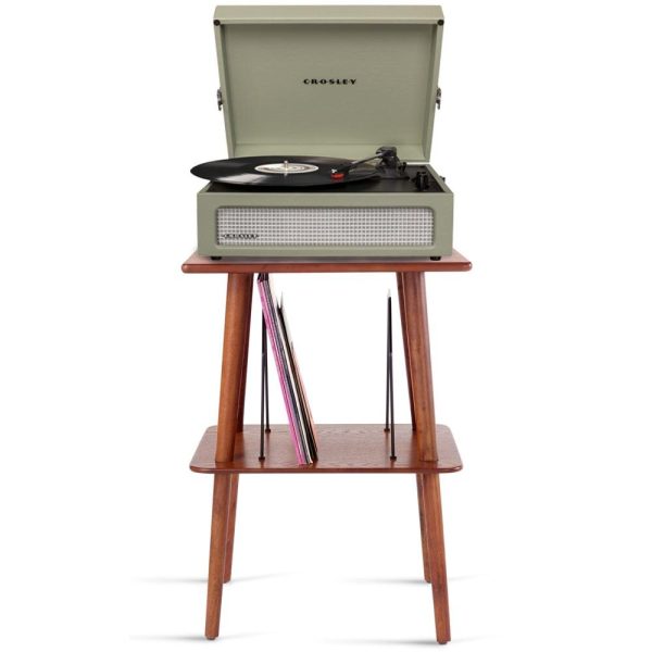 Voyager Bluetooth Portable Turntable + Entertainment Stand Bundle - Sage