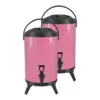 SOGA 2X 10L Stainless Steel Insulated Milk Tea Barrel Hot and Cold Beverage Dispenser Container with Faucet Pink