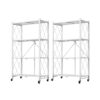 SOGA 2X 4 Tier Steel White Foldable Kitchen Cart Multi-Functional Shelves Portable Storage Organizer with Wheels