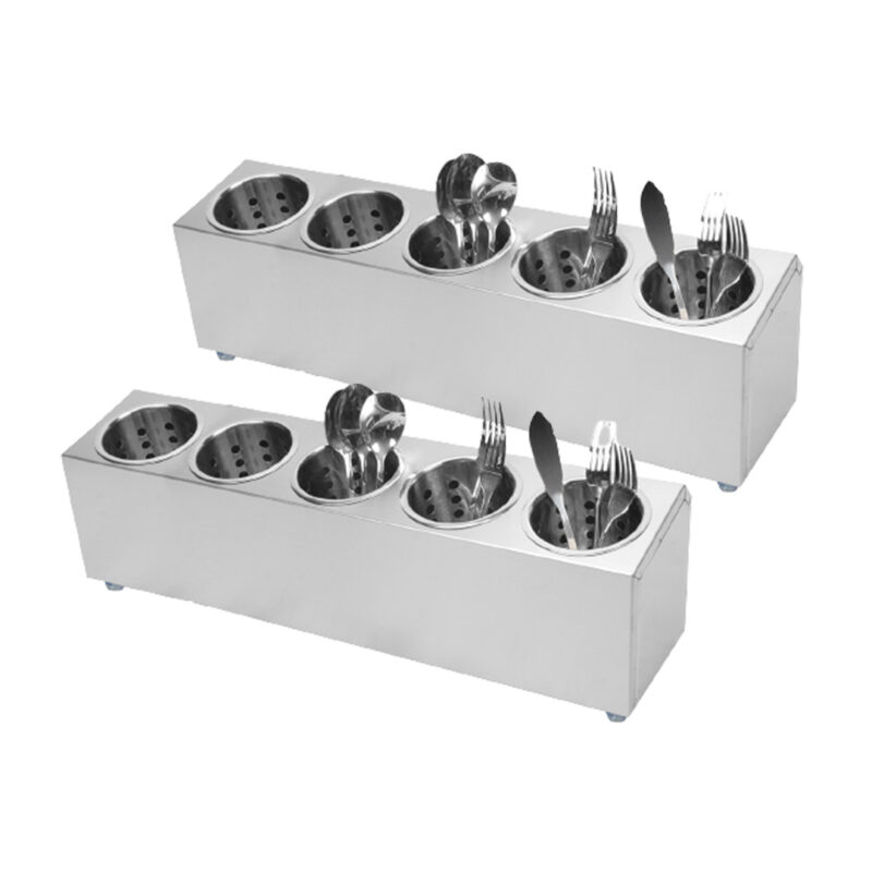 SOGA 2X 18/10 Stainless Steel Commercial Conical Utensils Cutlery Holder with 5 Holes