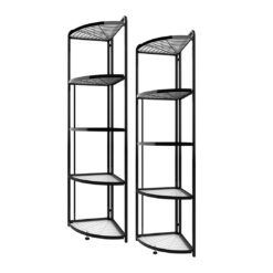 SOGA 2X 5 Tier Steel Triangular  Corner Stand Multi-Functional Shelves Portable Storage Organizer