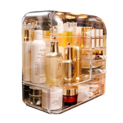 SOGA Transparent Cosmetic Storage Box Clear Makeup Skincare Holder with Lid Drawers Waterproof  Dustproof Organiser