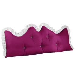 SOGA 120cm Burgundy Princess Bed Pillow Headboard Backrest Bedside Tatami Sofa Cushion with Ruffle Lace Home Decor
