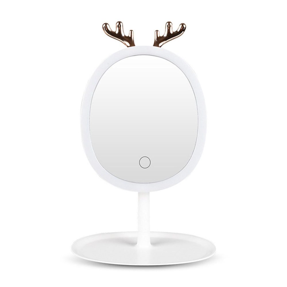 SOGA White Antler LED Light Makeup Mirror Magnification Tabletop Vanity Home Decor