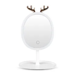 SOGA White Antler LED Light Makeup Mirror Magnification Tabletop Vanity Home Decor
