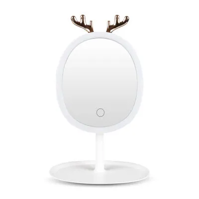 SOGA White Antler LED Light Makeup Mirror Magnification Tabletop Vanity Home Decor
